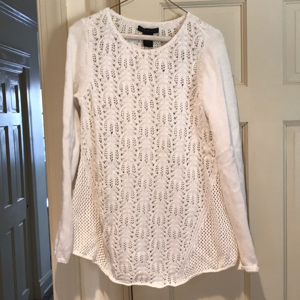 Women’s cotton sweater,Very pretty flair style, lace look on the front, Medium